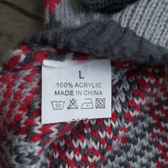 NWOT Argyle Red/Gray Diamond Knit Turtleneck Dog Sweater 100% Acrylic-Size Large - Picture 6 of 6